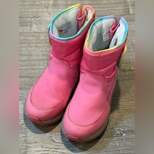 UGG Pink Kids Rain Boots with Rainbow Trim